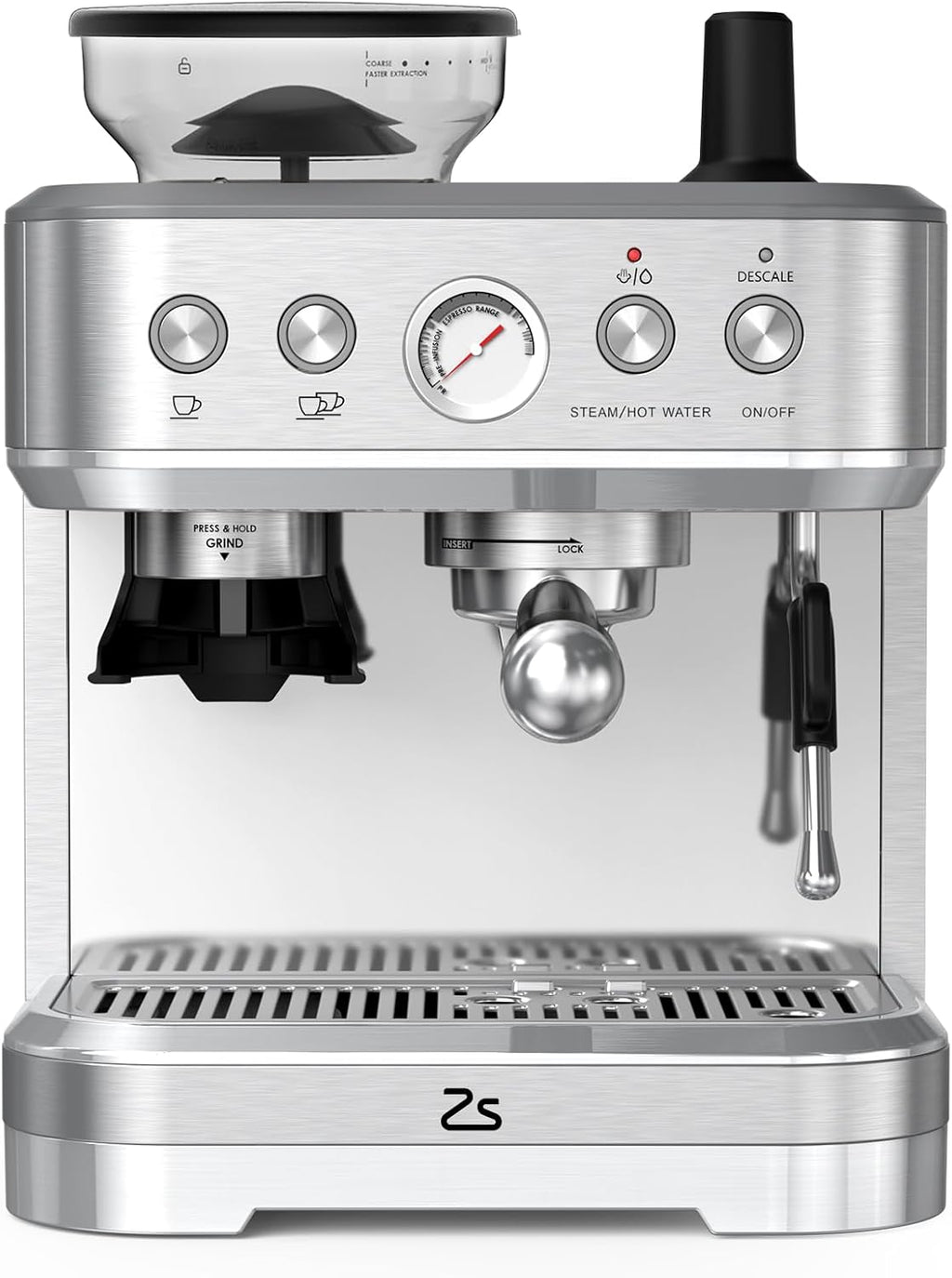 IDEALHOUSE Espresso Machine 3-in-1, Built-in Grinder and Milk Frother, Stainless Steel, 20 Bar Latte and Cappuccino Espresso Coffe Machine w/Automatic Milk Frothe & 95 Oz Water Tank for Office Cafe