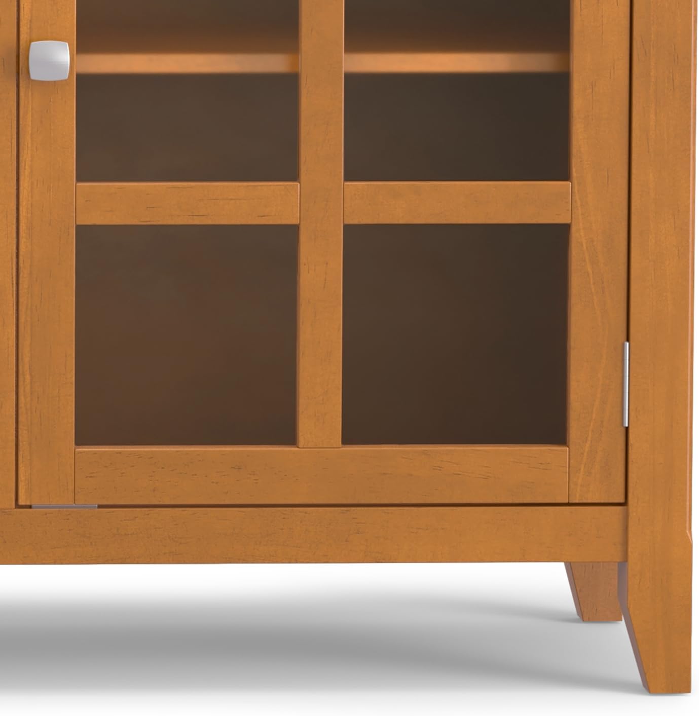 SIMPLIHOME Acadian Storage Cabinet - 62 inch Wide Solid Wood 3-Shelf Sideboard in Light Golden Brown, Transitional Buffet for Living Room, Entryway, or Dining Room with Adjustable Shelves