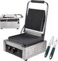 Electric Sandwich Maker 1800w Electric Contact Grill, Non-Stick Sandwich Toaster, Adjustable Temperature Control From 50-300°C, For Commercial Use (Grooved/Smooth),grooved