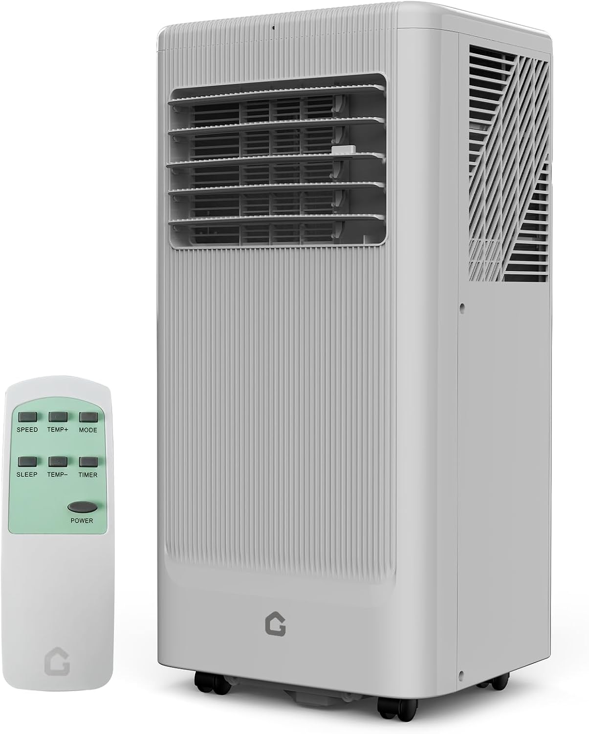 8,000 BTUs Portable Air Conditioner, Portable AC Unit 4 Modes with Cool, Fan, Dehumidifier, Sleep Mode, Cools up to 350 Sq. Ft, Full Set Installation Kit, for Bedrooms Offices Use, Black&Grey Cover