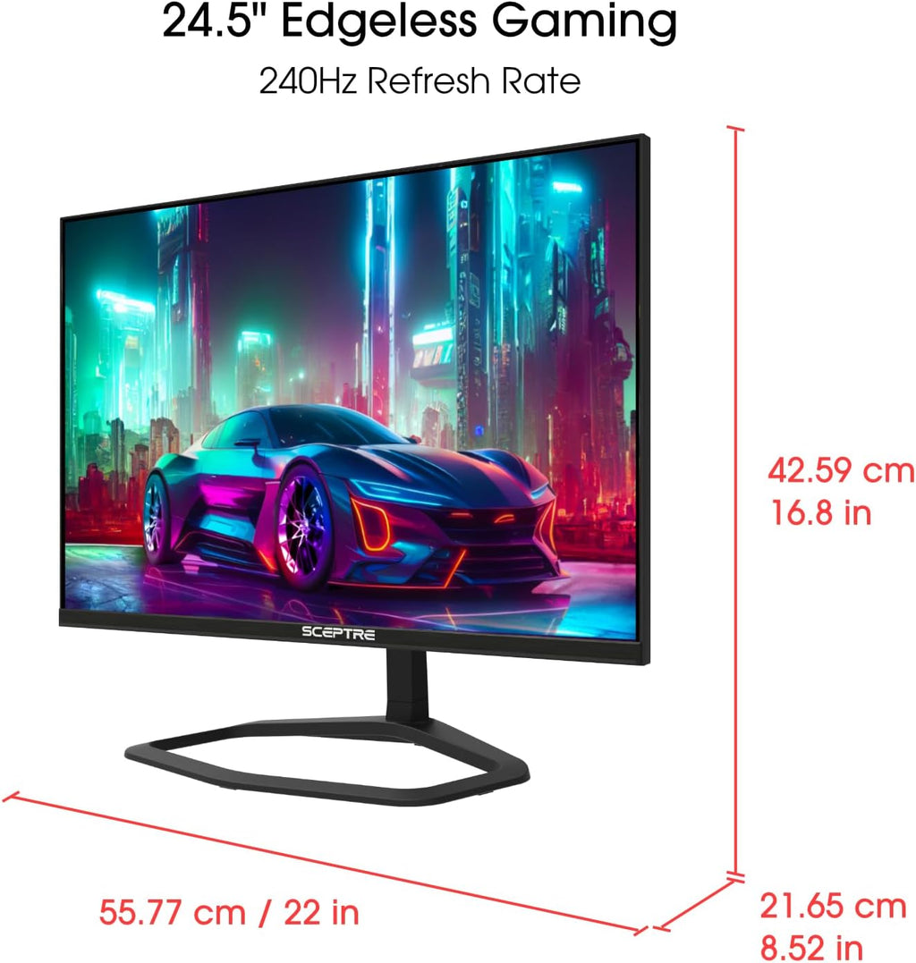 Sceptre New 24.5-inch Gaming Monitor 240+Hz 1ms DisplayPort x2 HDMI x2 100% sRGB AMD FreeSync Premium Build-in Speakers, Machine Black 2025 (E255B-FWD240 Series)