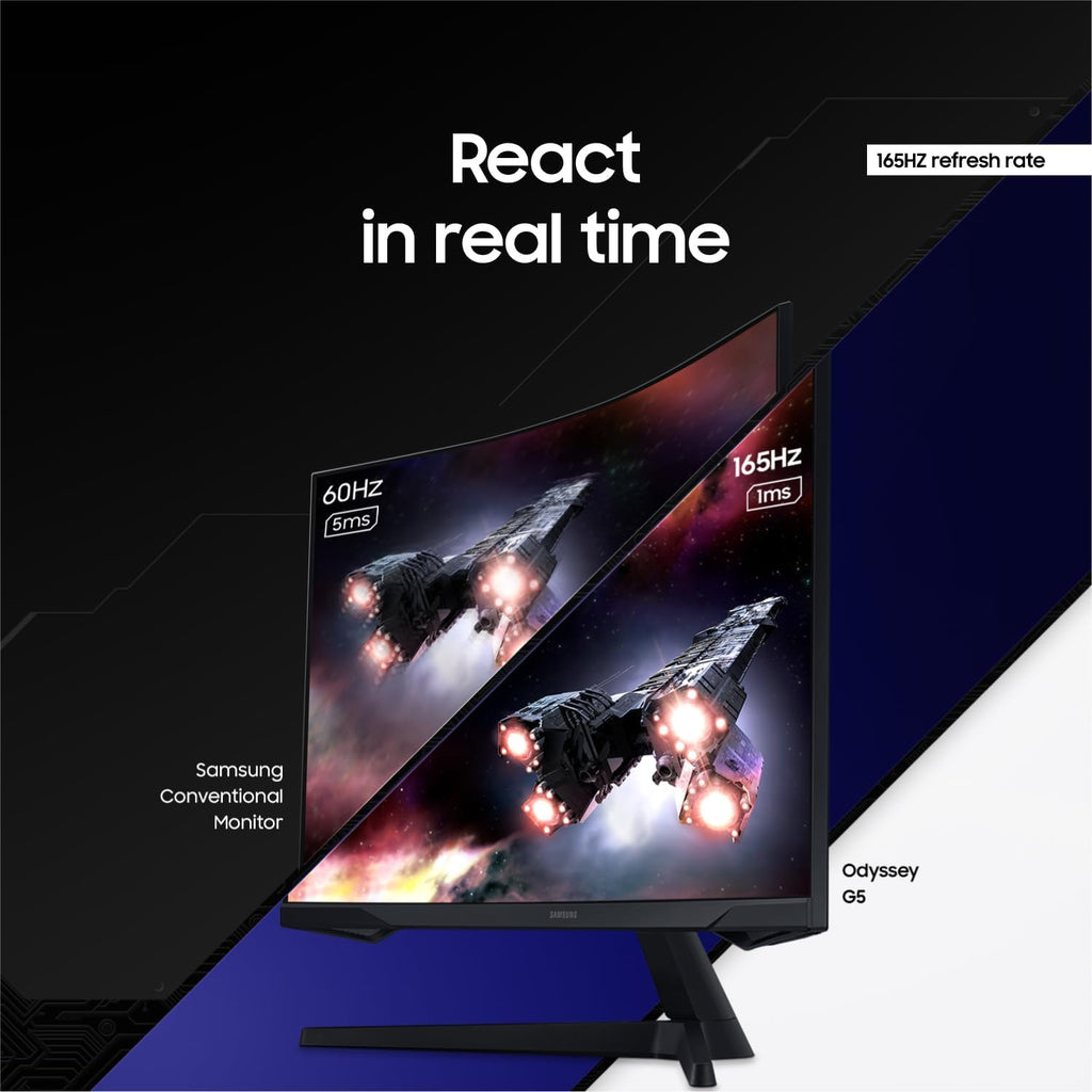 SAMSUNG 32' Odyssey G55C Series QHD 1000R Curved Gaming Monitor, 1ms(MPRT), HDR10, 165Hz, AMD Radeon FreeSync, Eye Care, Glare Free, Sharp Resolution LS32CG550ENXZA