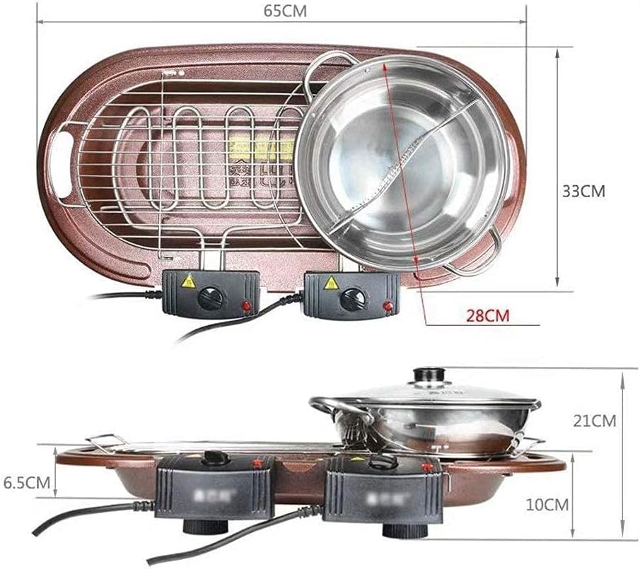 Barbecue Grill Multifunction Electric Grill Electric Grill Indoor Hot Pot Indoor Teppanyaki Grill with Divider Separate Dual Temperature Con tral Capacity
