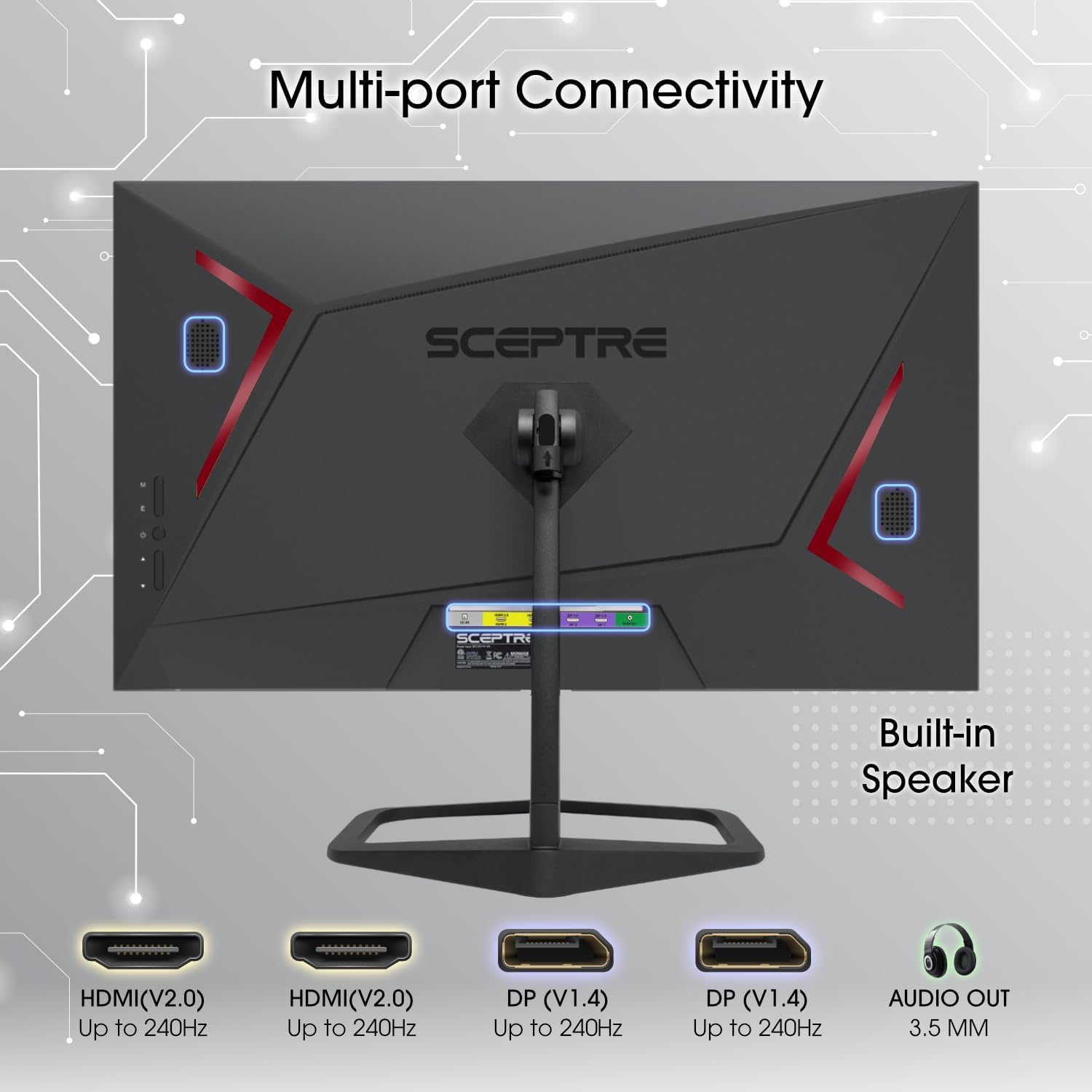 New! Sceptre 24.5-inch Gaming Monitor 240Hz 1ms DisplayPort x2 HDMI x2 100% sRGB AMD FreeSync Premium Build-in Speakers, Machine Black 2026 (E255B-FWD240 Series)