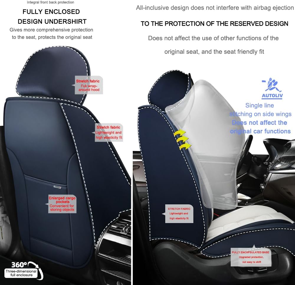 2 Seat Covers for Volvo XC90 2006-2024 Leather Car Seat Covers Waterproof Soft Car Seat Protectors Comfort Premium Automotive Seat Covers with Airbag（Standard,Black+Coffee）