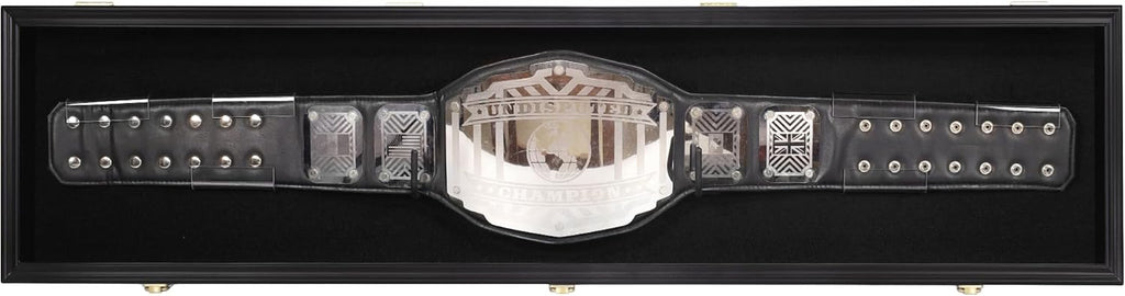 54' Wrestling Championship Title Belt Display Case Boxing Belt Wall Mount Display Case Shotgun Cabinet Belt Buckle Shadow Box W/98% UV Acrylic Door Lockable Black Background Black Frame