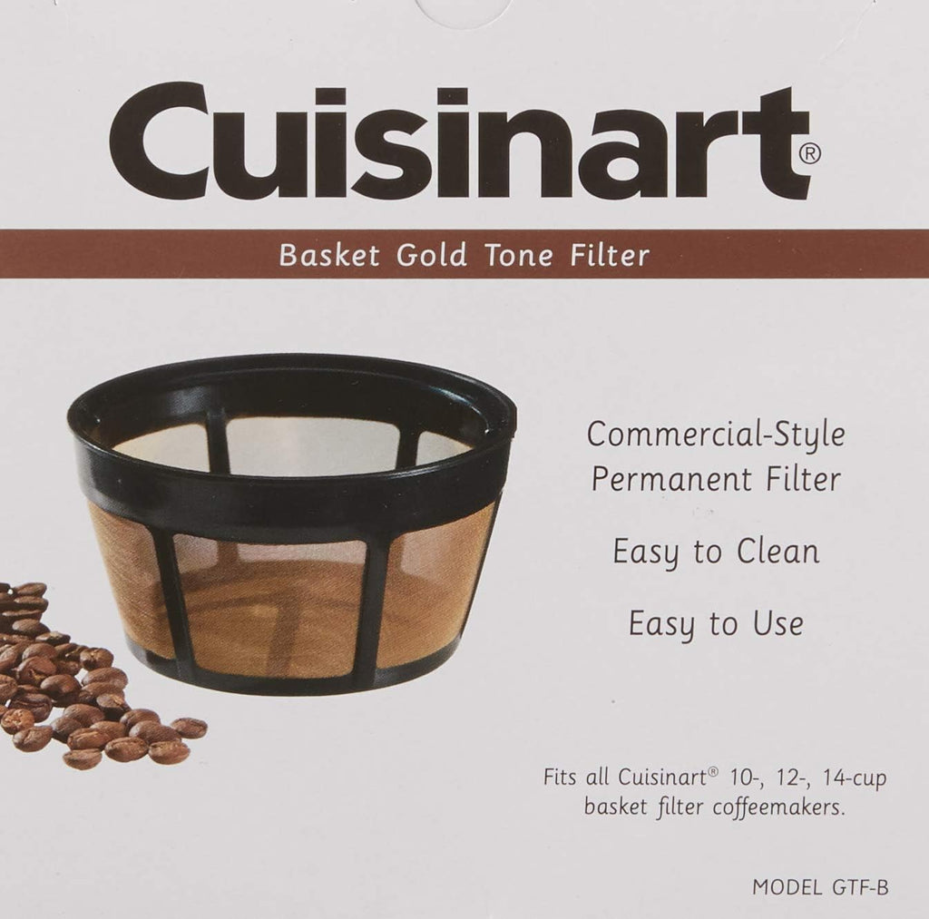 Cuisinart Coffee Maker, 14-Cup Glass Carafe, Fully Automatic for Brew Strength Control & 1-4 Cup Setting, Stainless Steel, DCC-3200P1 & GTF-B Gold Tone Coffee Filter, Basket, Burr Mill