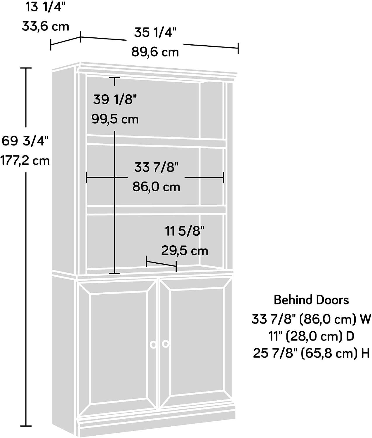Sauder Miscellaneous Storage 5-Shelf/Book Shelf 2-Door Bookcase, Glacier Oak Finish