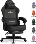 GTPLAYER Gaming Chair with Pocket Spring Cushion, Big and Tall Gamings Chairs 350LBS High Back Computer Chair with Footrest for Adults Lumbar Support Swivel Game Chair for Office, Leather Black