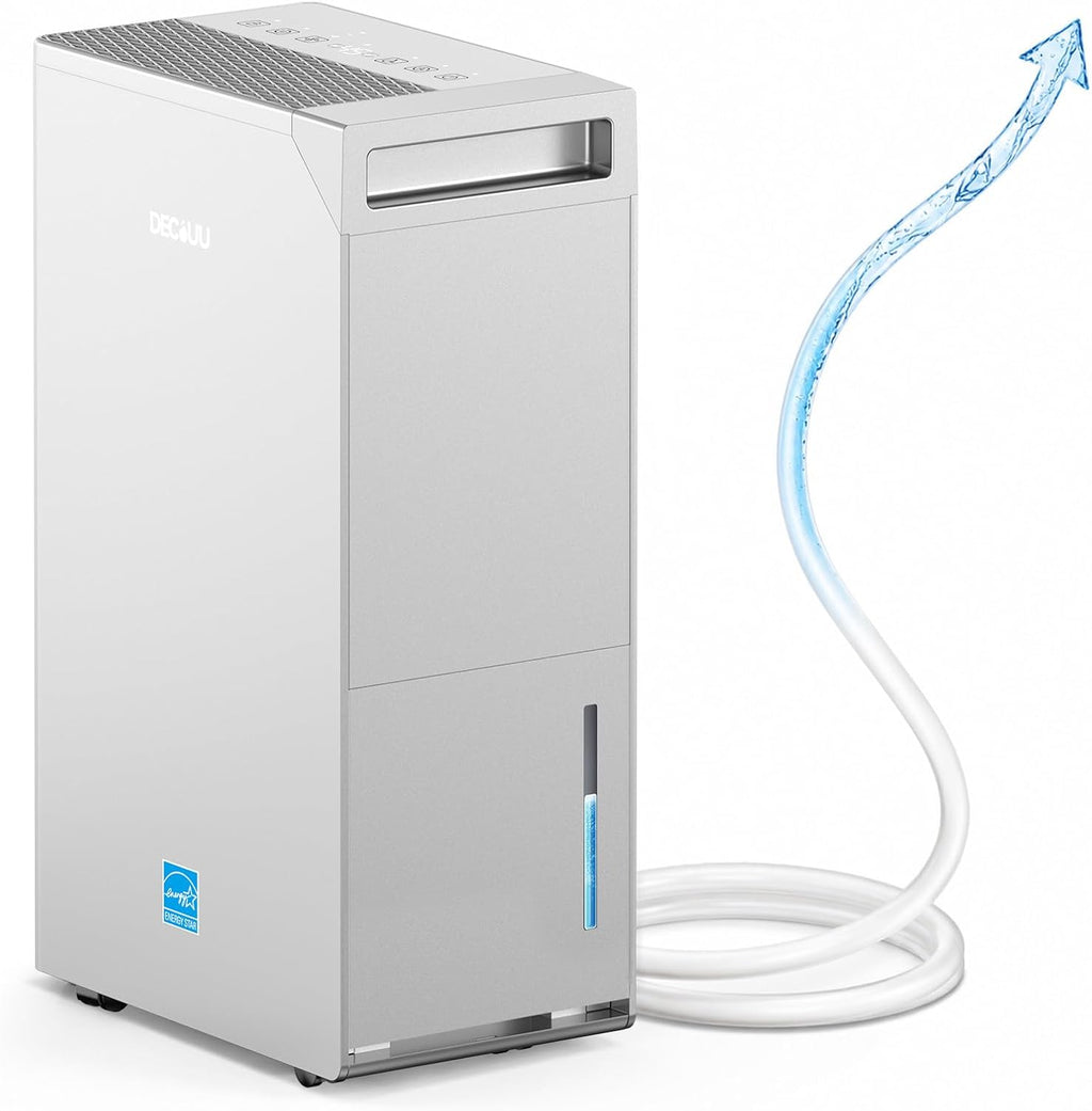 5000 Sq.Ft Energy Star Most Efficient 2024 Dehumidifier with Pump,DECIUU Max 100 Pint Dehumidifier for Basement with Drain Hose,Intelligent Humidity Control for Home Bathroom Garage