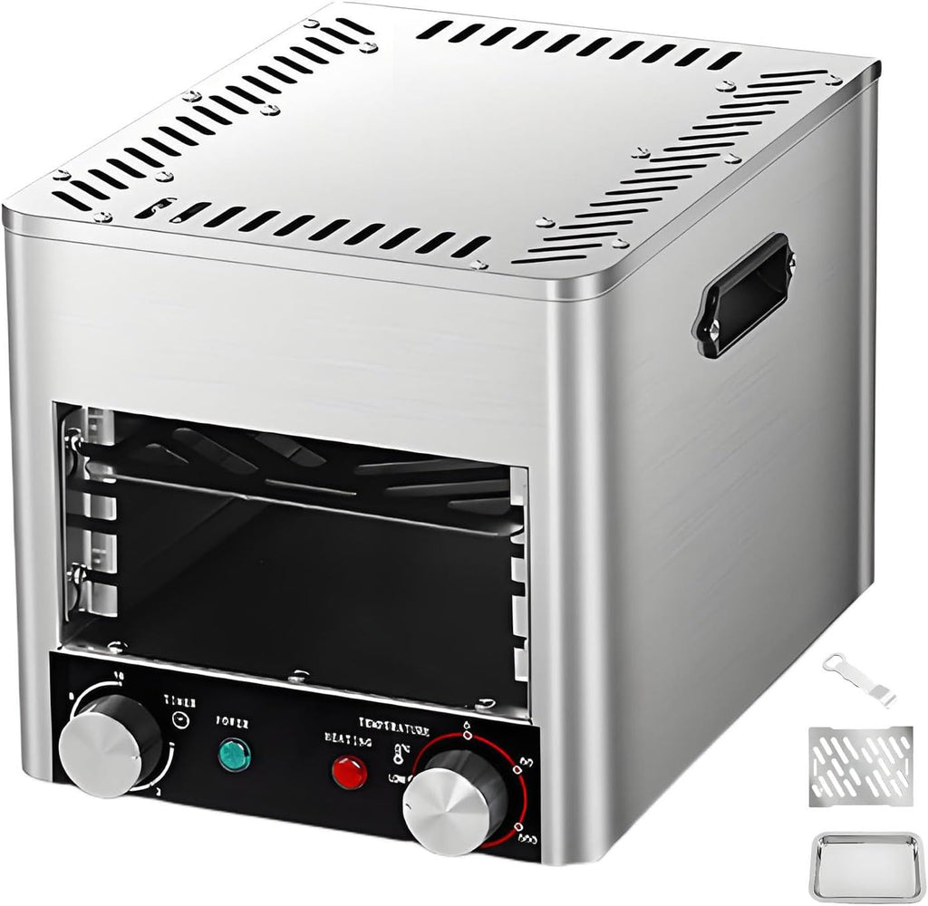 1700W Electric Steak Broiler, Stainless Steel Cooker, Smokeless Indoor Grill, 10-Tier Adjustable Rack, Multi-Purpose Countertop Oven for Family BBQ 4GrillingSlots