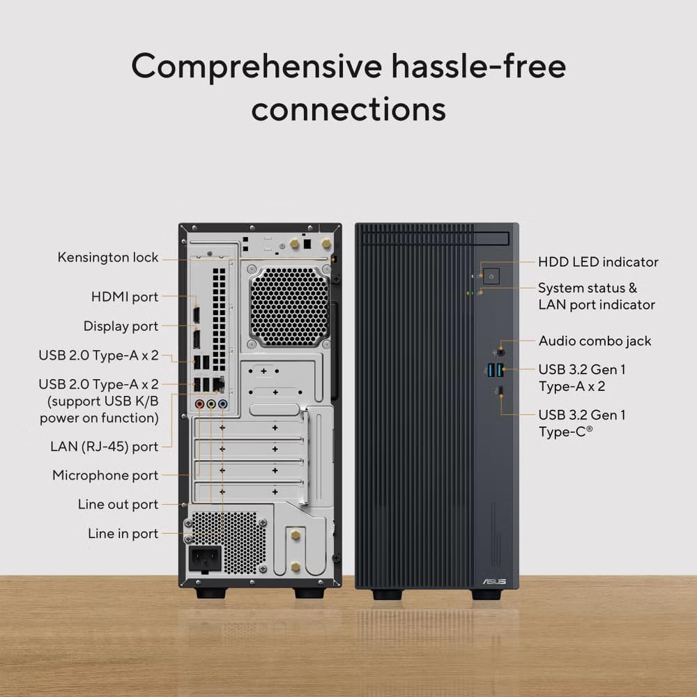 ASUS V500 Home & Business Desktop Computer Intel Core i7 (24 MB Cache, Up to 4.9GHz), 32GB RAM, 1TB PCIe SSD, WiFi 6, Display Port, HDMI, Keyboard & Mouse, 2-Monitor Support 4K, Windows 11