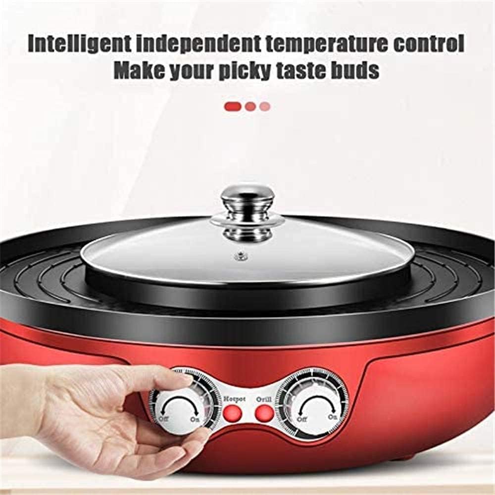 Electric Grill Indoor 2200W Electric Smokeless Grill And Hot Pot, 220V Detachable Easy To Clean BBQ & Shabu Shabu with Independent Temperature Control for 2-8 People Family Gathering Friend Meeting Pa
