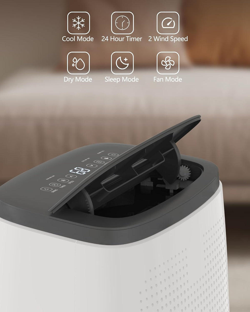 GarveeTech 14,000 BTU Portable Air Conditioner for Indoor Rooms, 3 in-1 AC Unit for Bedroom 550-750 Sq.Ft, Dehumidifier, Fan, Sleep Mode, 24 Timer, Remote Control, Window Kits