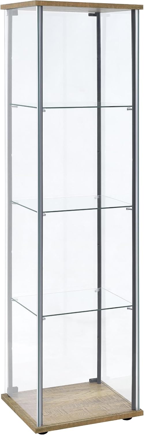 Coaster Home Furnishings - Bellatrix - Glass - 3-Shelf Curio Cabinet with Metal Frame, One Door, and Black Hardware - Living Room - 64-Inch - Mango - 950172MGO