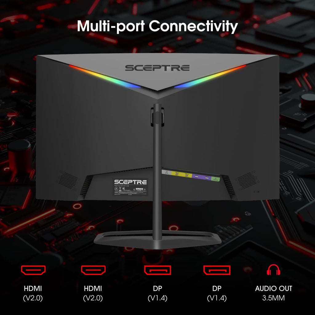 New! Sceptre Curved 24.5-inch Gaming Monitor up to 240Hz 1080p R1500 1ms DisplayPort x2 HDMI x2 Eye Care Build-in Speakers, Machine Black 2026 (C255B-FWT240 Series)