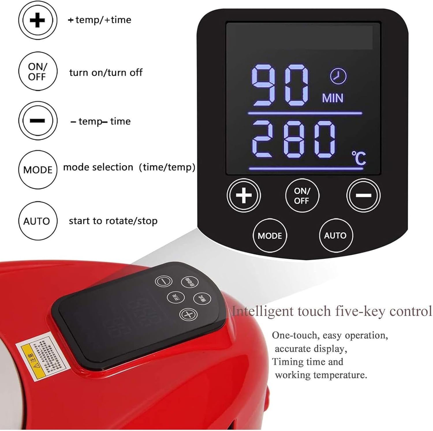 Electric Grill, Electric Smokeless Indoor Grill Machine, 1~80 Minutes/80-280°C Adjustable/360° Automatic Rotation and Non-Stick, for Restaurants, Stalls