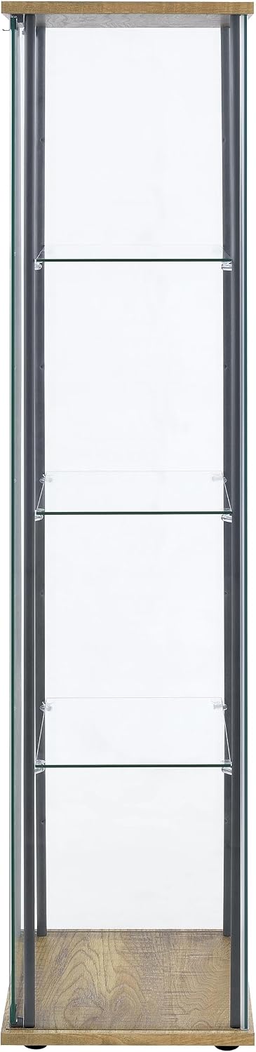 Coaster Home Furnishings - Bellatrix - Glass - 3-Shelf Curio Cabinet with Metal Frame, One Door, and Black Hardware - Living Room - 64-Inch - Mango - 950172MGO