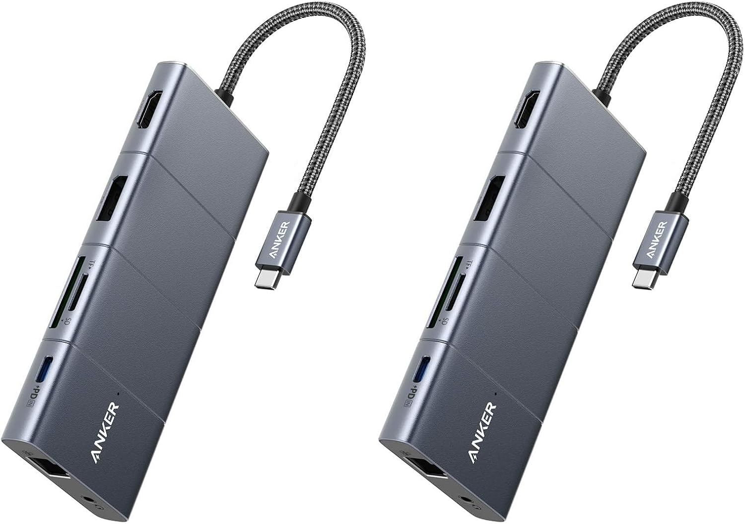 Anker USB C Hub, 11-in-1 Docking Station with 4K@60Hz HDMI and DP, 85W Power Delivery, USB-C&3 USB-A Data Ports, 1 Gbps Ethernet, 3.5mm Audio, microSD and SD Card Reader (Pack of 2)
