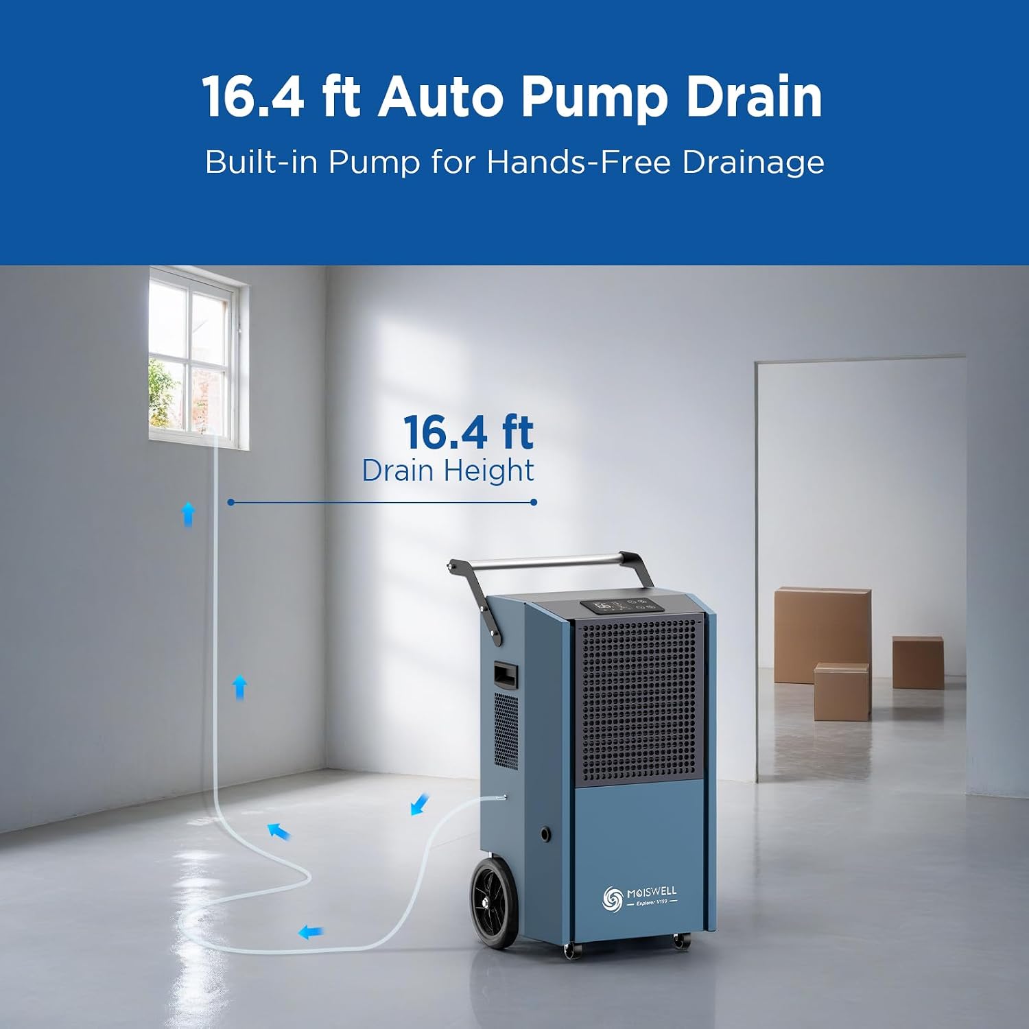 190 Pints Commercial Dehumidifier with Pump Portable Industrial Heavy Duty Moisture Removal Dehumidifiers for Basements with Auto Drain,Powerful Humidity Control for Large Spaces