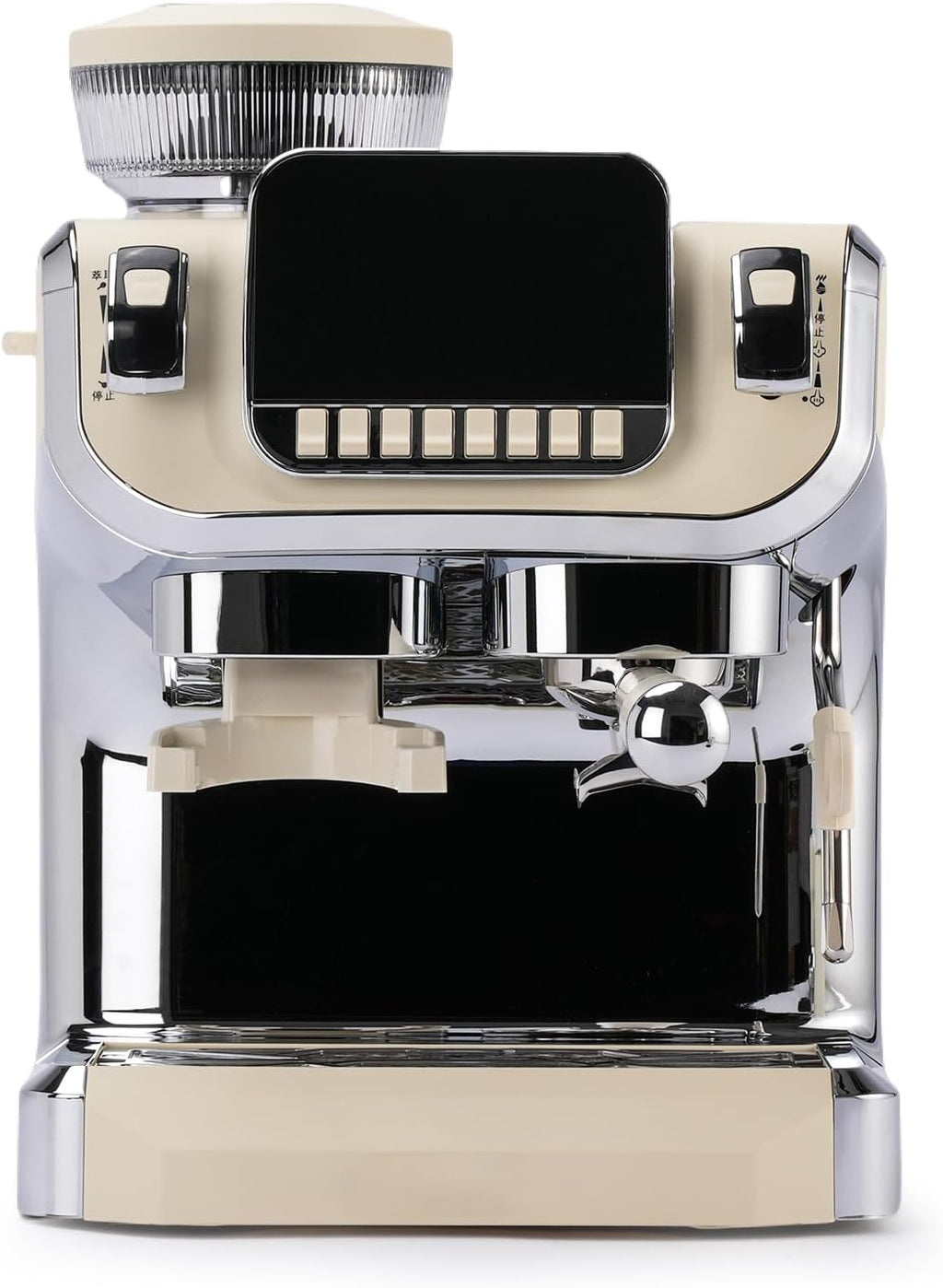 Mcilpoog TC520 Espresso Machine with Milk Frother，Semi Automatic Coffee Machine with Grinder,Easy To Use Espresso Coffee Maker with 6 inch Large Screen,15 Bar Pressure Pump,PID Temperature Control.
