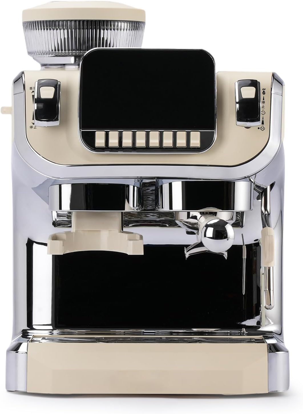 Mcilpoog TC520 Espresso Machine with Milk Frother，Semi Automatic Coffee Machine with Grinder,Easy To Use Espresso Coffee Maker with 6 inch Large Screen,15 Bar Pressure Pump,PID Temperature Control.