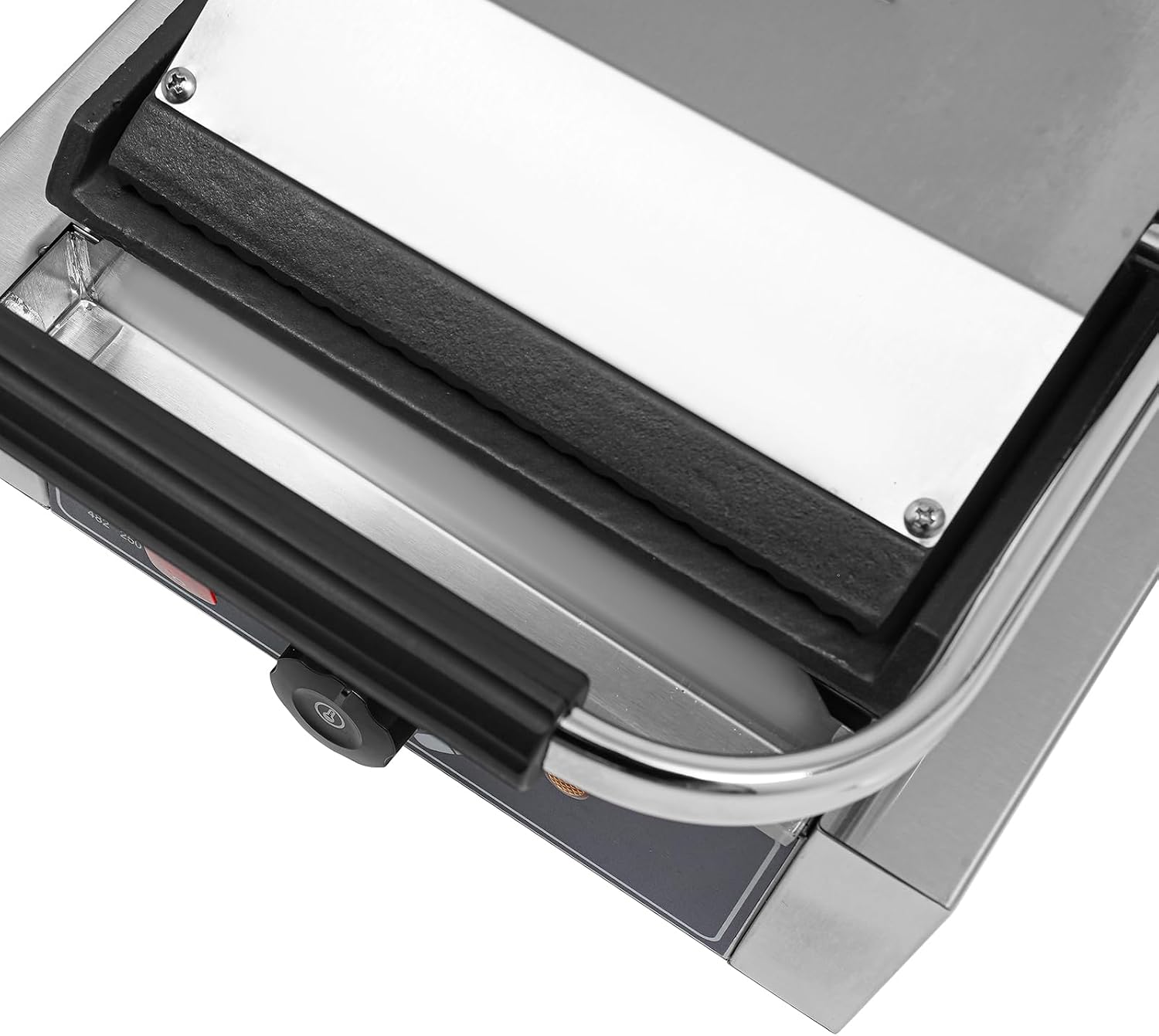 Commercial Panini Sandwich Contact Grill, 1800W Electric Sandwich Panini Maker, 8.8' x 9.2' Cast Iron Panini Press with Grooved Plates & Temp Control, for Hamburgers, Chicken, Beef