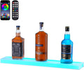 VEVOR LED Lighted Liquor Bottle Display, 1 Tier 24 Inch Wall Mounted Whiskey Rack Stand, 1 Step Commercial Illuminated Home Bar Shelf, Acrylic Drinks Light Shelves with RF Remote & App Control