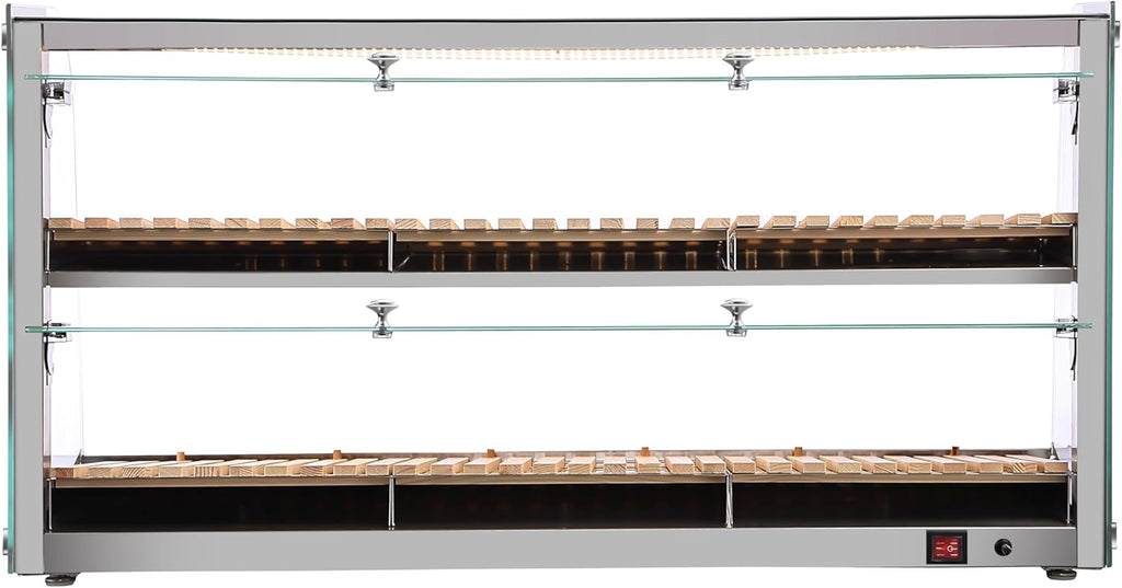 KoolMore 40 in. Glass Countertop Dry Bakery Display Case with Two Shelves and Bamboo Trays