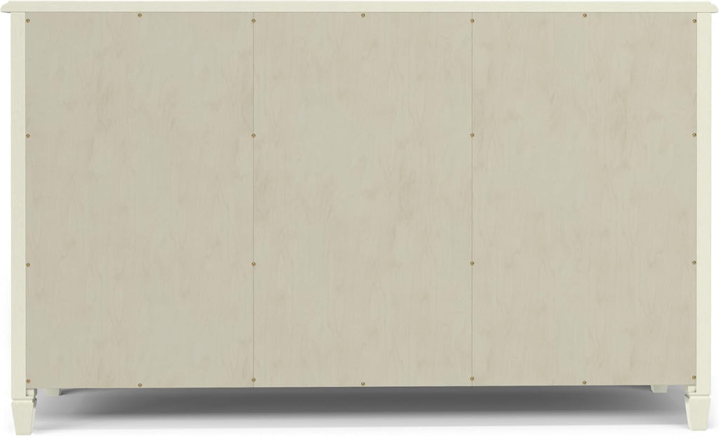 SIMPLIHOME Connaught Buffet - 60 inch Wide Solid Wood 3-Door Sideboard Buffet in Antique White, Traditional Storage Cabinet for Dining Room or Kitchen with Adjustable Shelves and Classic Molding