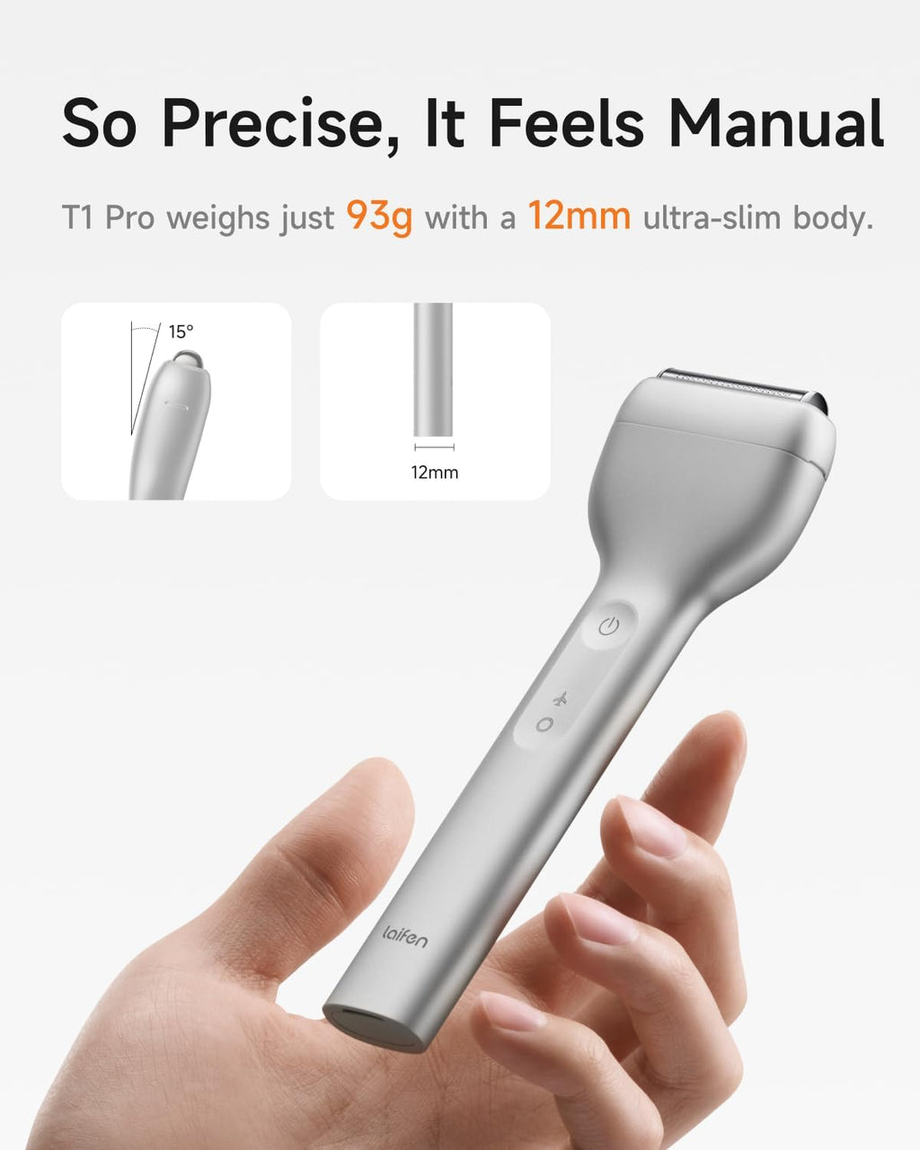 Laifen T1 Pro 1-Blade Electric Shaver, High-Speed 12,000 Cuts/Min, Long Hair Trimmer with 3 Guards, for Sparse Beard & Daily Styling, Wet & Dry, IPX7 Waterproof (Aluminum Alloy)