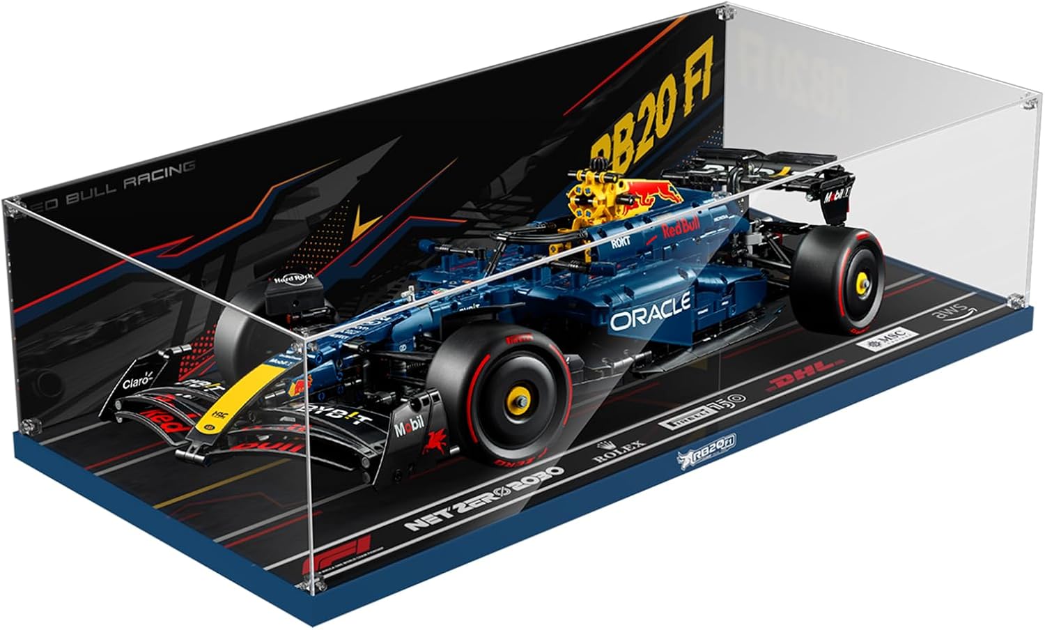 Acrylic Display Case for Lego 42206 Oracle Red Bull RB20 F1; ONLY Display Case, The Model NOT Included
