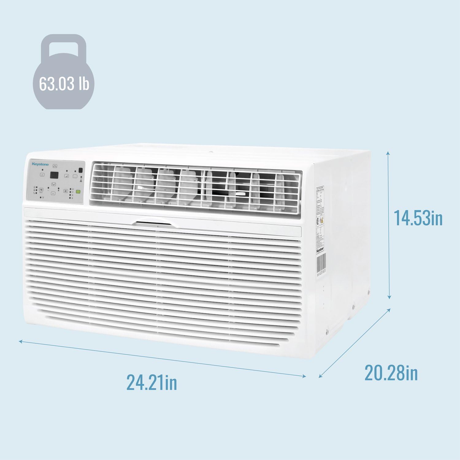 Keystone 10,000 BTU Through the Wall Air Conditioner and Dehumidifier, 115V, Through the Wall AC Unit for Bedroom, Bathroom, Nursery, Small-Medium Sized Rooms up to 450 Sq.Ft., Quiet, High Efficiency