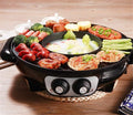 2 in 1 Portable Electric Smokeless Grill And Hot Pot Electric Hot Pot Grill Indoor 1700W Easy Cleaning Dual Temperature Control, Black