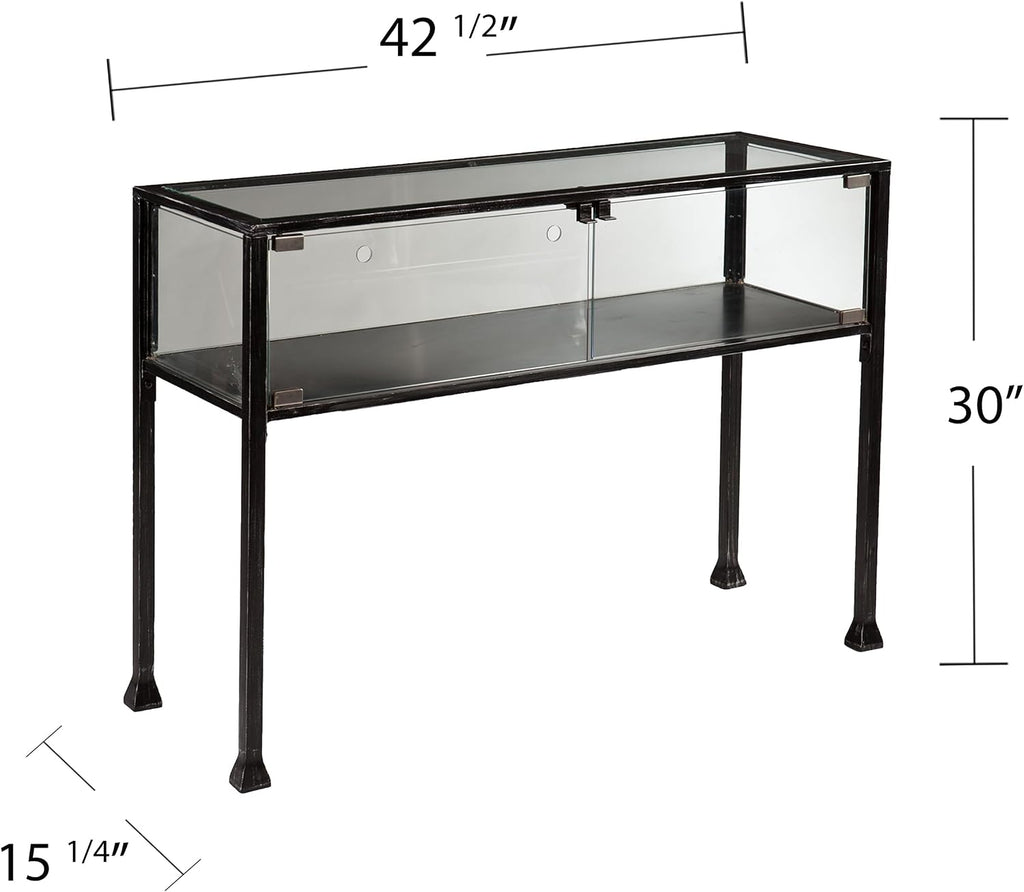 SEI Furniture - Terrarium Display Console - Transitional Design, Black Finish - Ideal for Entryway, Living Room (CK8863)