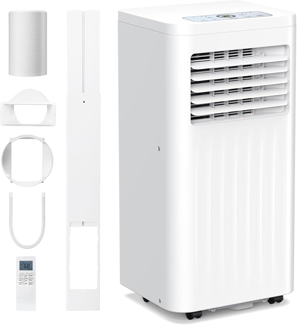 Electactic 8000 BTUs Quiet Portable Ac Unit for Room up 350 Sq.Ft, Portable Air Conditioners with Cooling, Fan, Sleep Mode, Dehumidifier, 24H Timer, Remote Control, Drain Hose