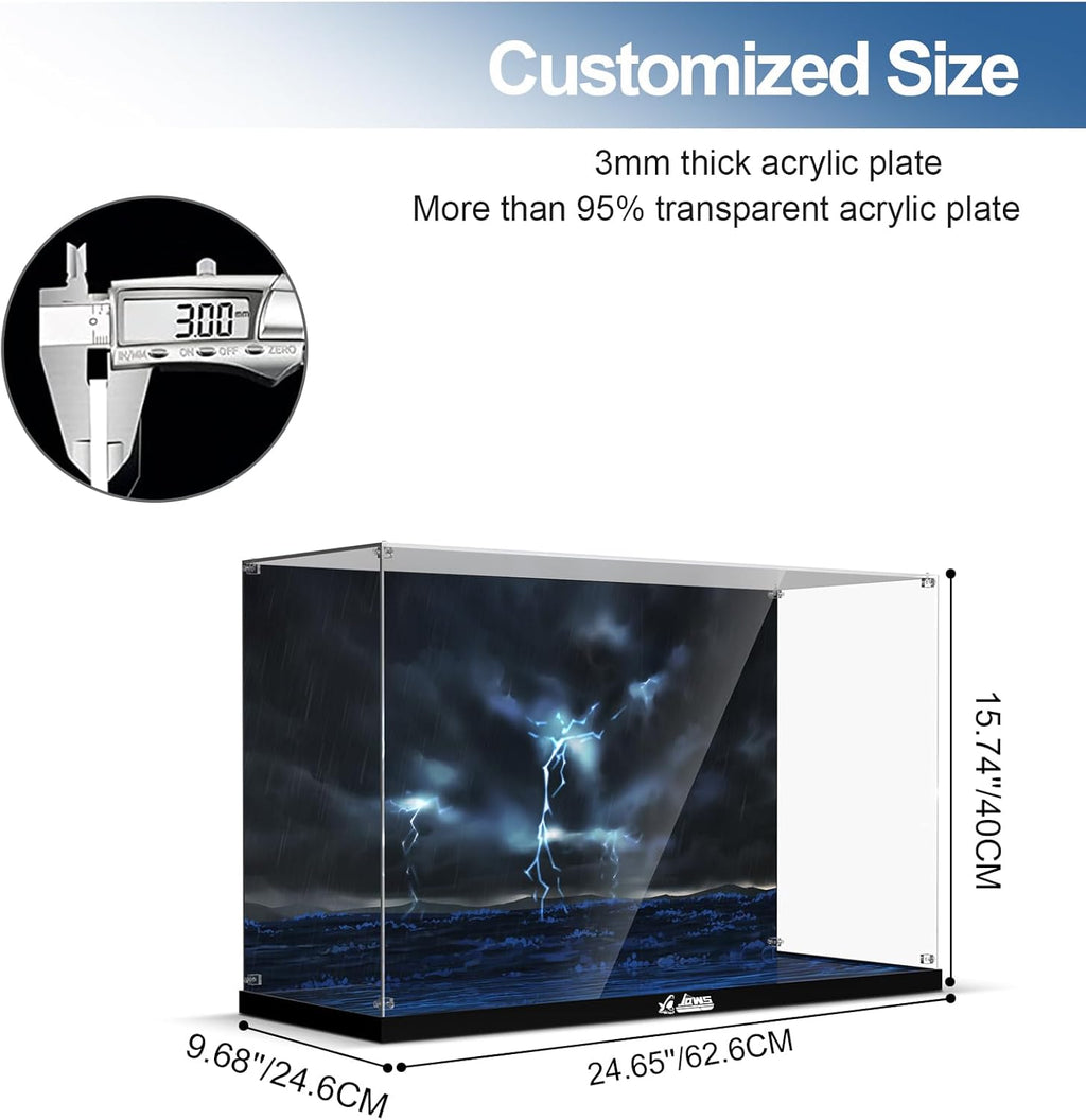 Acrylic Display Case for Lego Jaws Set, Dustproof Display Box Compatible with Lego 21350 (ONLY Box, NOT Model) Clear Acrylic Plate with Base & HD Painted