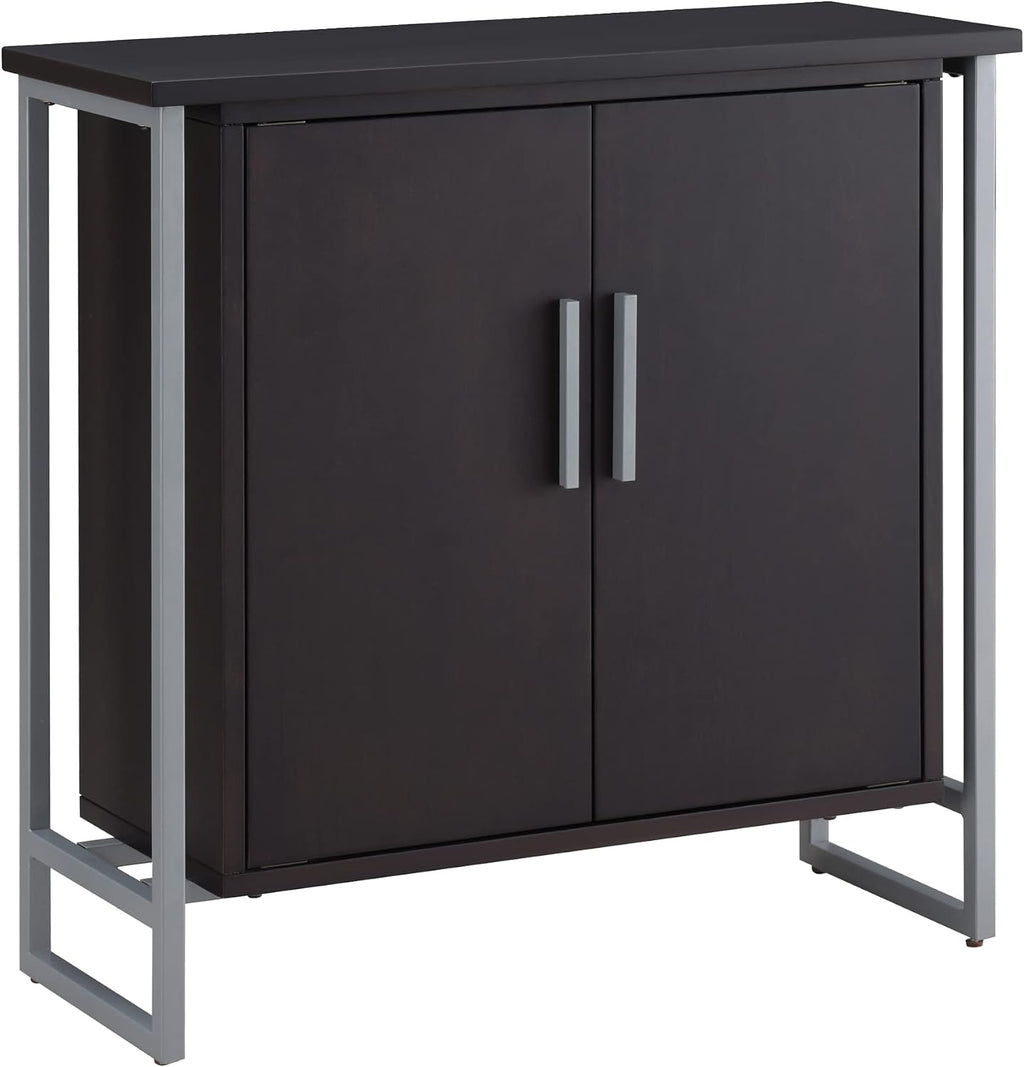 Leick Home 10140-BLKNK Talia Mixed Metal and Wood Foyer Cabinet with Adjustable Shelf for Entryway, Hallway, Bedroom, Living Room, Black/Satin Nickel