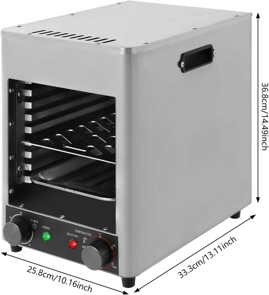 Electric Steak Broiler, 1700W Indoor Commercial Steak Grill Automatic Steaks Broiler with Temper Adjustable & Handle, 1470°F Stainless Steel Steaks Cooker Electric Broiler Grills for BBQ, Toast