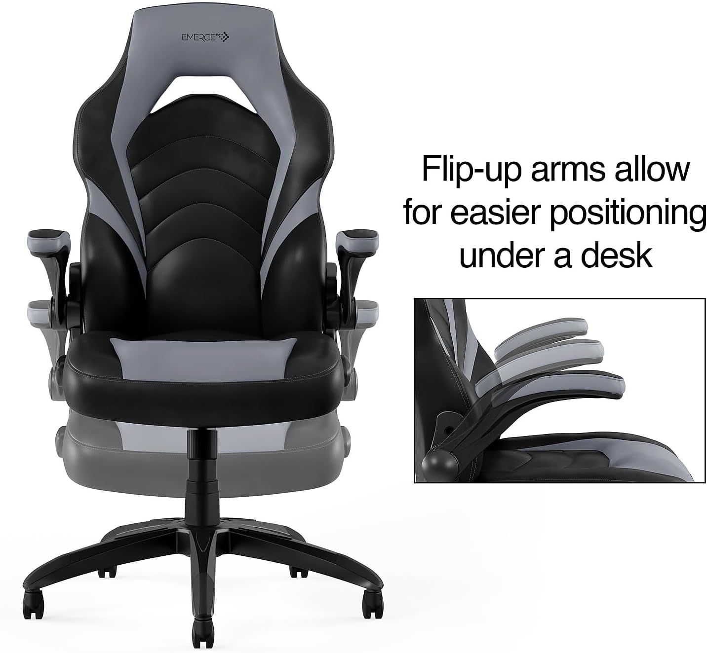 STAPLES Emerge Vortex Gaming Chair, Ergonomic, Adjustable Height, Swivel, Black
