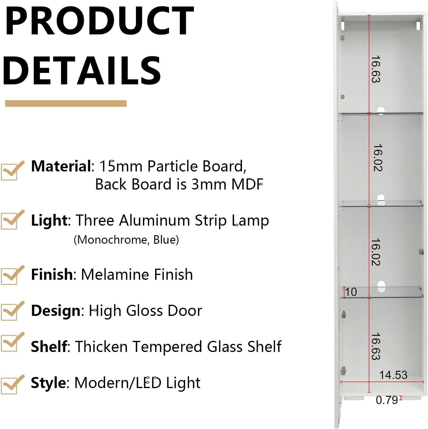 67' LED Display Cabinet with 4 Glass Shelves & 1 Door, Modern Curio Cabinet Collection Display Case Storage Cabinet, High Gloss Floor Standing Bookshelf for Living Room Bedroom Office (White)
