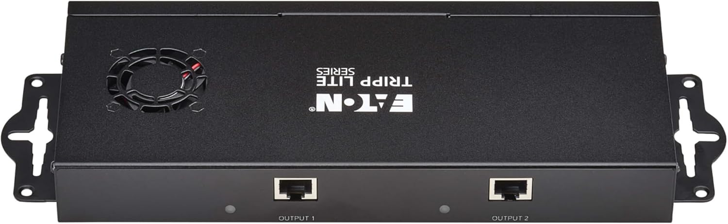 Tripp Lite Series 2-Port DisplayPort to HDMI Splitter + Extender Over Ethernet Cat6, Up to 8K@60Hz Video, 1 in 2 Out, DP 1.4, MST Hub, TAA Compliant, Plug-and-Play, 1-Year Warranty (B156E-002-H8K-K)