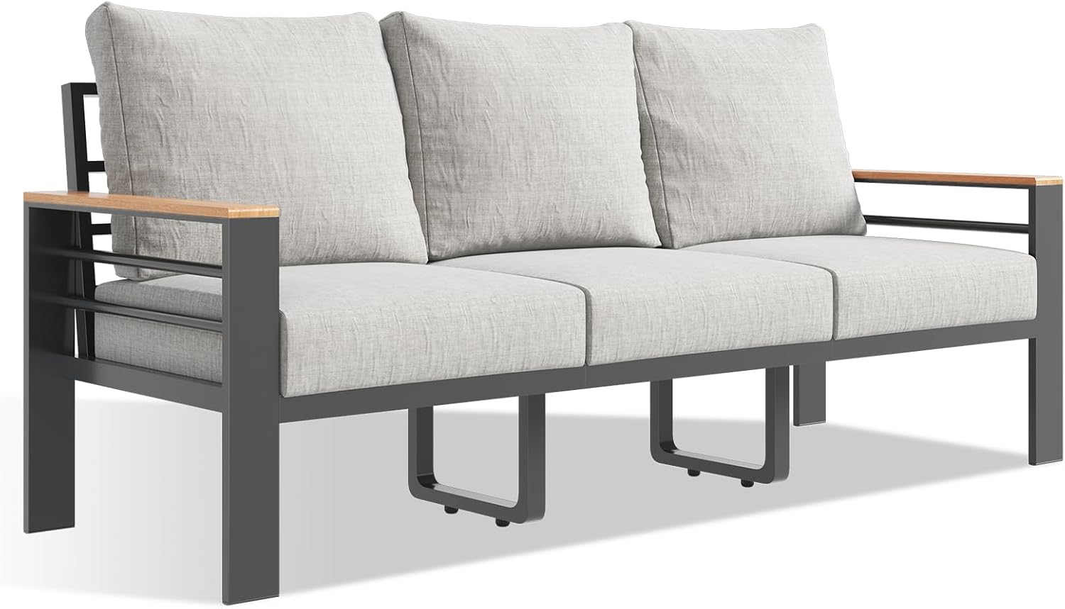 Aoxun Aluminum Patio Furniture Set 3 Seats, Oversized Outdoor Sectional for Porch, Balcony, Deck