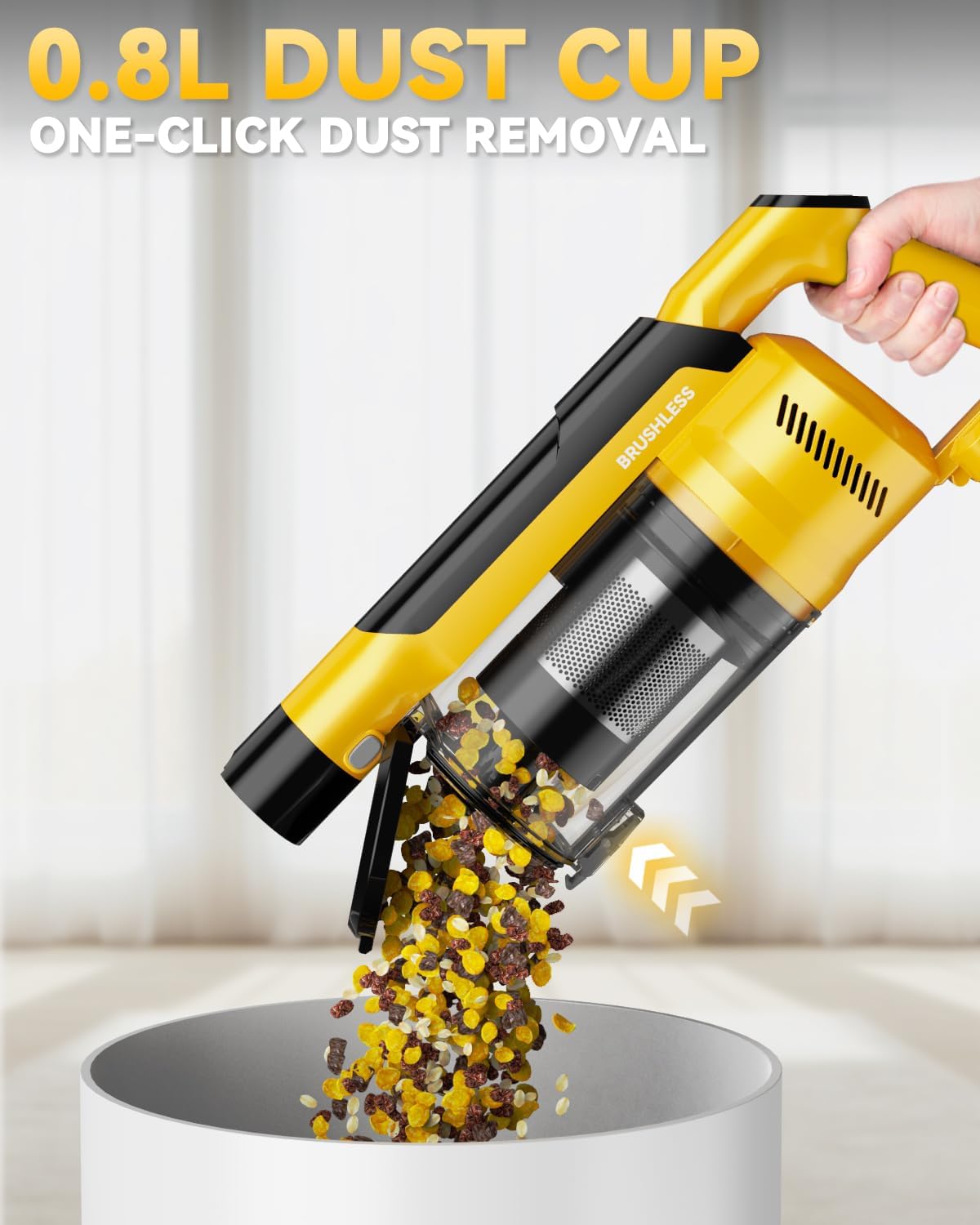 350W Cordless Vacuum Cleaner for Dewalt Battery, 35kPa Brushless Lightweight Stick Vacuum with 3 Mode Suction, 6 in 1 Stick Vacuum Cleaner with HEPA for Floor, Carpet, Car (Battery Not Included)