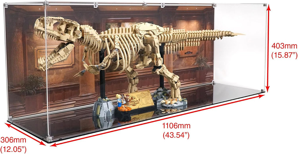 Display Case Compatible with LEGO 76968 Dinosaur Fossils Tyrannosaurus Rex – Fossil-Inspired Printed Background – Set Not Included