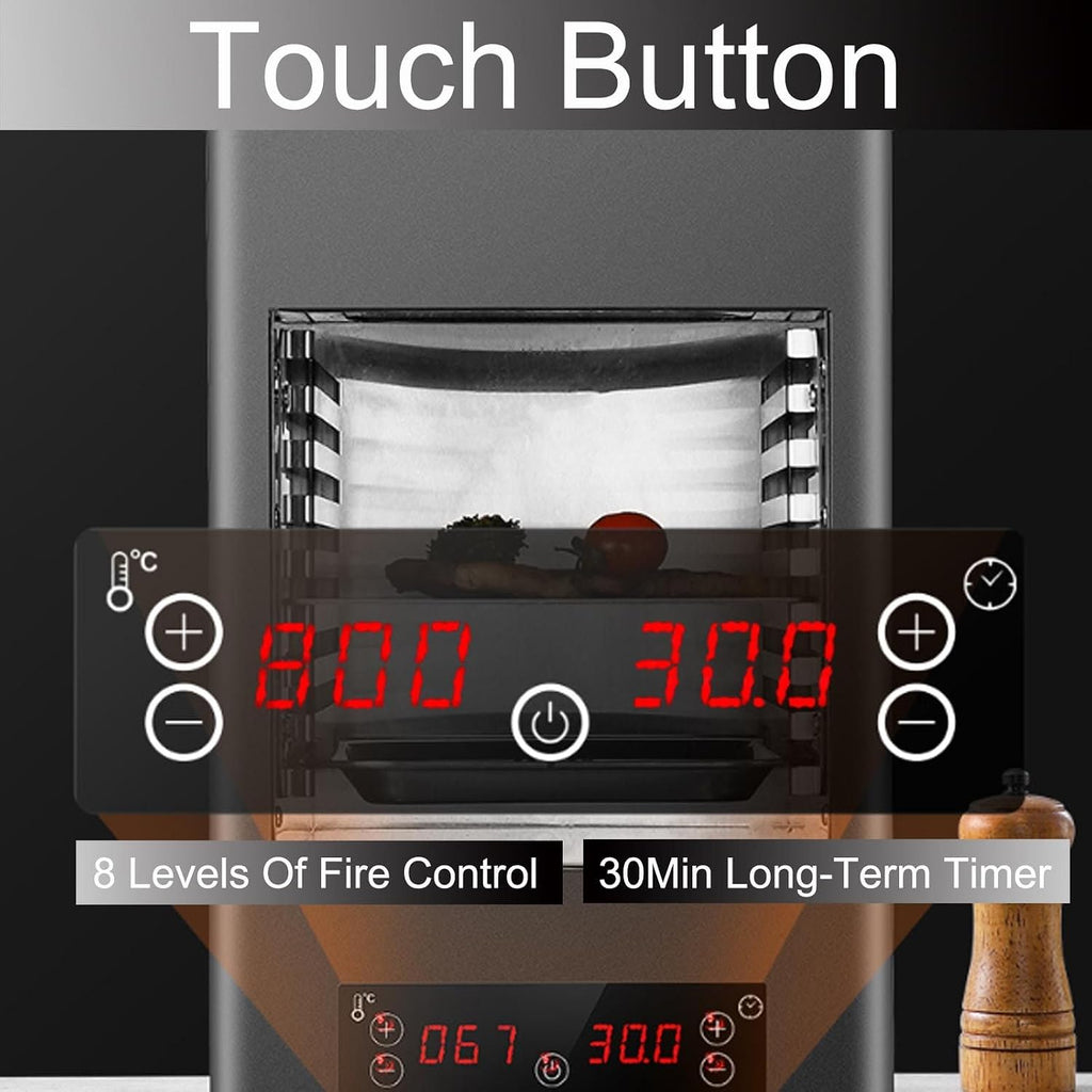 1700w Electric Steak Broiler -8-Layer Grill,Portable Table Top Steak Searer,Stainless Steel Small Camping Oven Steak Cooker Machine-Touch Button/800℃ High Temperature,A