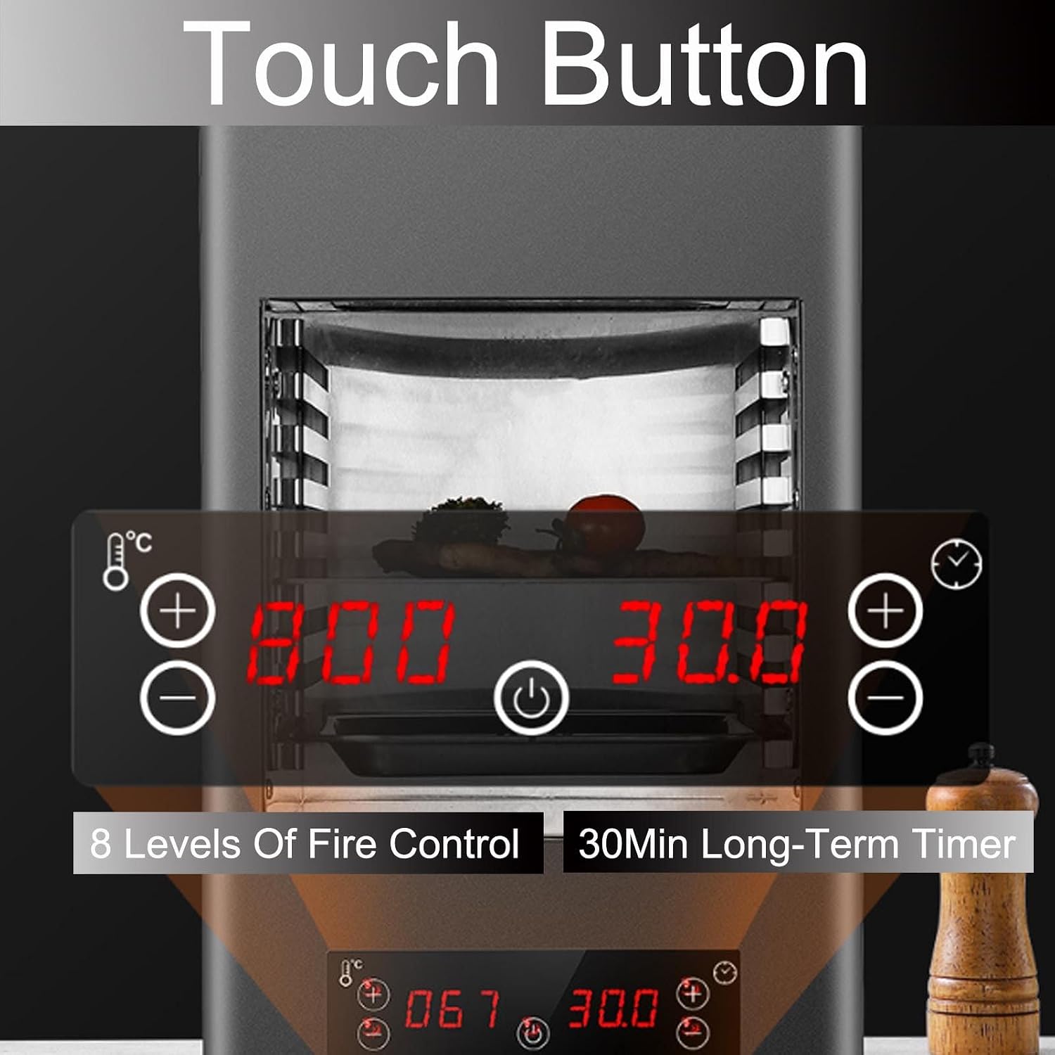 1700w Electric Steak Broiler -8-Layer Grill,Portable Table Top Steak Searer,Stainless Steel Small Camping Oven Steak Cooker Machine-Touch Button/800℃ High Temperature,B