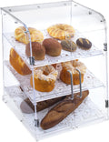 Pastry Display Case,Cookie Display, Professional-Grade Retail Bakery Display Case,3 Tier Premium Clear Acrylic Bread Box,with Removable Trays and Magnetic Rear Doors for Home or Commercial Use