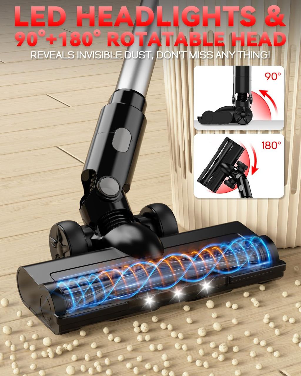 350W Cordless Vacuum Cleaner for Milwaukee Battery, 35kPa Brushless Lightweight Stick Vacuum with 3 Mode Suction, 6 in 1 Stick Vacuum Cleaner with HEPA for Floor, Carpet, Car (Battery Not Included)