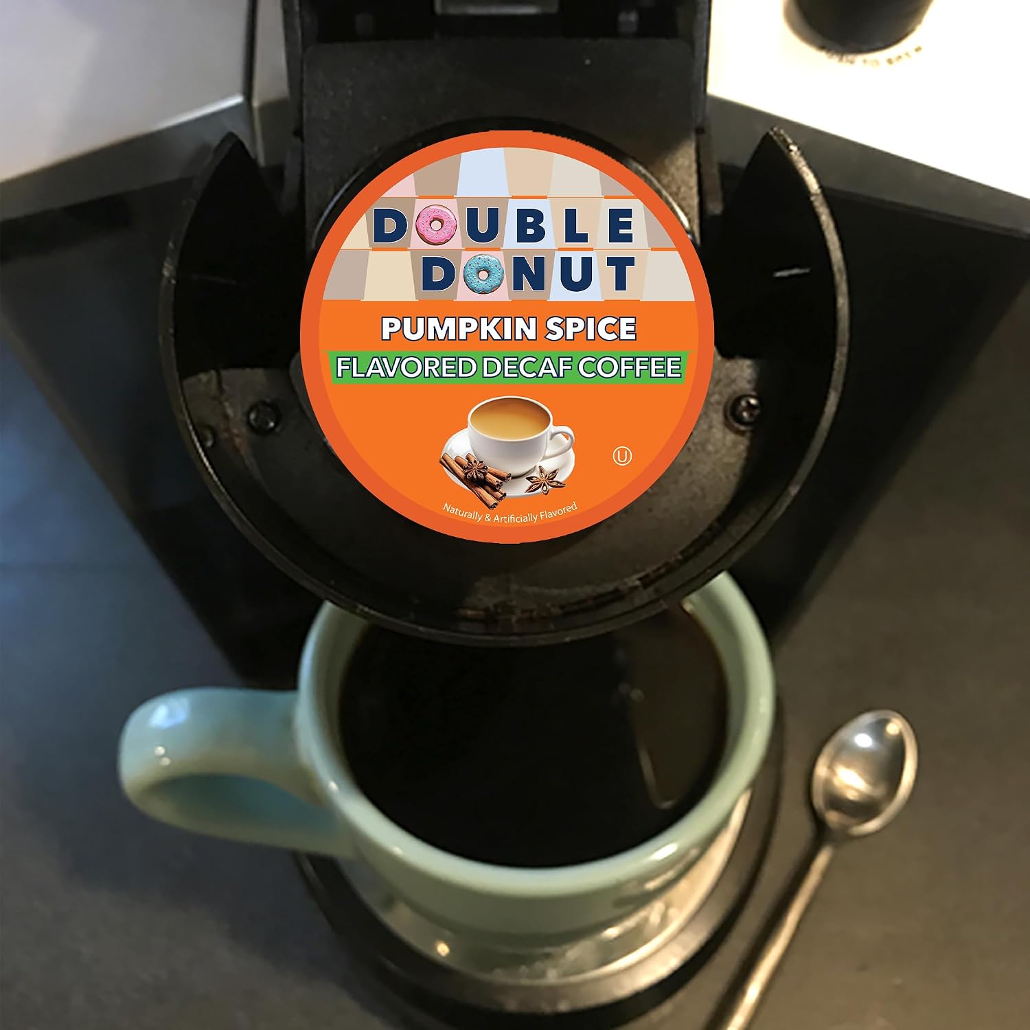 Double Donut Coffee Decaf Coffee Pods, Medium Roast Pumpkin Spice Flavored, Single Server coffee for Keurig K-Cup Machines, 200 Count